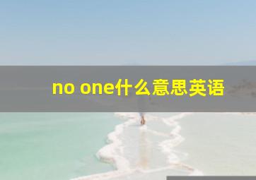 no one什么意思英语